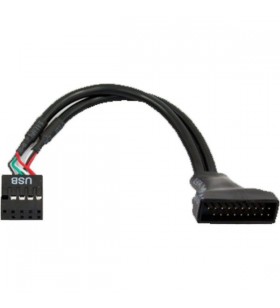 Cablu adaptor Chieftec  USB3T2, 19pin USB 3.0 - 9pin USB 2.0 (negru, 10 cm)