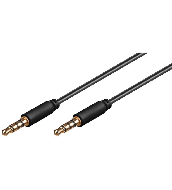 cablu de conectare audio goobay  AUX, mufă de 3,5 mm stereo cu 4 pini (negru, 3 metri)