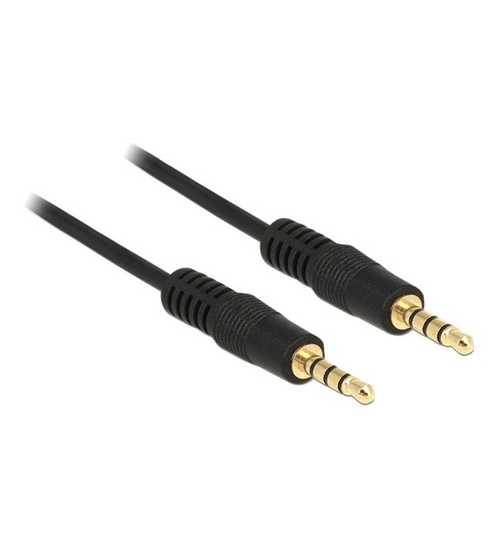 Cablu audio DeLOCK  mufă 3,5 mm 4 pini - 3,5 mm mufă 4 pini (negru, 50 cm)
