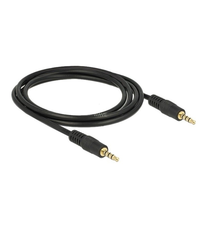 Cablu audio DeLOCK  mufă 3,5 mm 4 pini - 3,5 mm mufă 4 pini (negru, 2 metri)