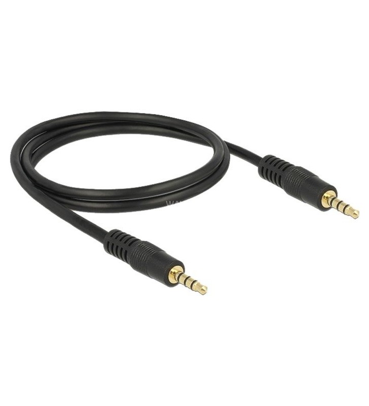 Cablu audio DeLOCK  mufă 3,5 mm 4 pini - 3,5 mm mufă 4 pini (negru, 1 metru)