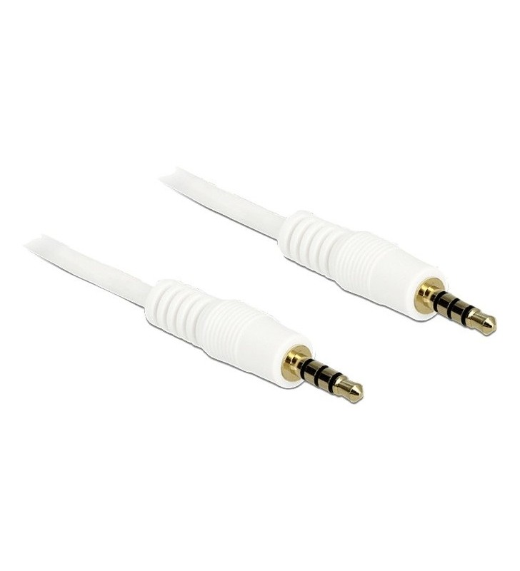 Cablu audio DeLOCK  mufă 3,5 mm 4 pini - 3,5 mm mufă 4 pini (alb, 3 metri)