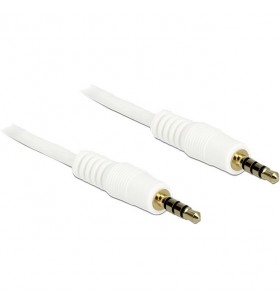 Cablu audio DeLOCK  mufă 3,5 mm 4 pini - 3,5 mm mufă 4 pini (alb, 1 metru)
