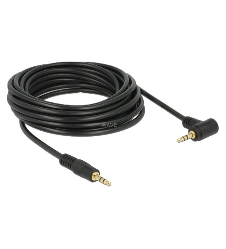 Cablu audio DeLOCK  mufă mufă de 3,5 mm - mufă de 3,5 mm (negru, unghi de 5 metri)