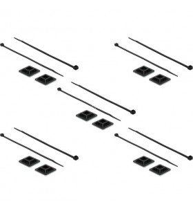 Baza de montare DeLOCK  25 x 25 mm cu brida de cablu L 300 x l 4,8 mm (negru, 10 bucăți)