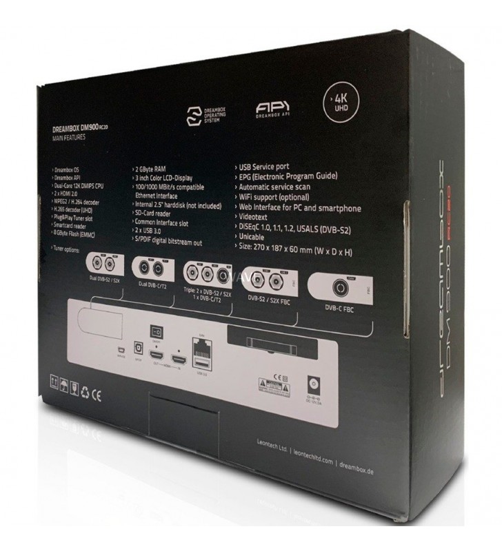 Receptor prin cablu Dream Multimedia  DM900 RC20 UHD 4K (negru, DVB-C, FBC)