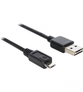 DeLOCK  EASY USB 2.0 A mufa - Micro USB-B mufa, cablu (negru, 1m, mufa USB-A poate fi folosită pe ambele părți)