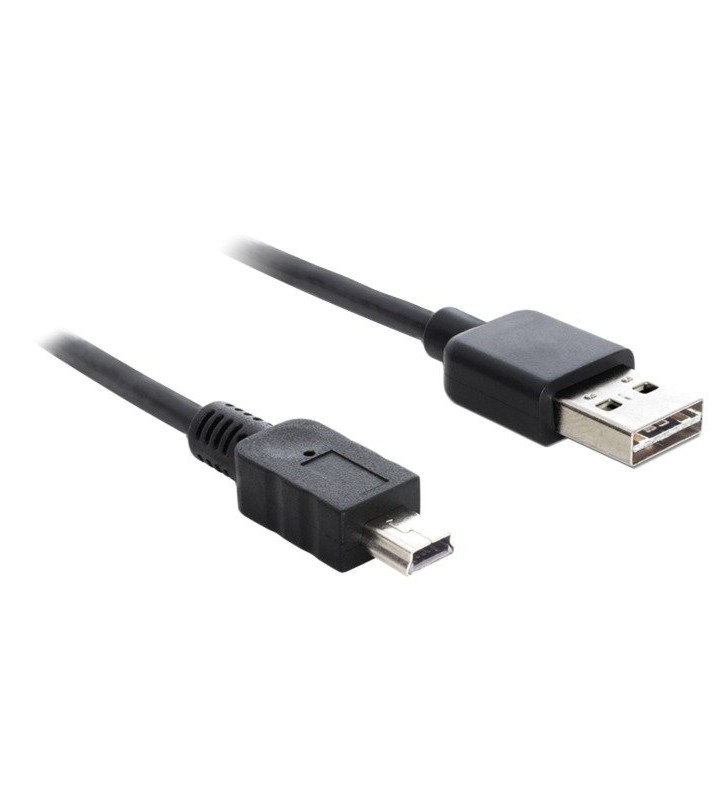 DeLOCK  EASY USB 2.0A mufa - mini mufa USB, cablu (negru, 1m, mufa USB-A poate fi folosită pe ambele părți)