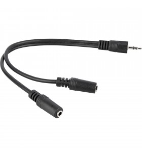 Cablu goobay  mufa de 3,5 mm - 2x mufa de 3,5 mm (negru, 20 cm, stereo)