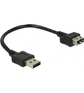Cablu DeLOCK  mufă USB 2.0 A - mufă USB 2.0 A, cablu prelungitor (negru, 20 cm, conectabil pe ambele părți, ShapeCable)