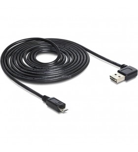 Cablu DeLOCK  USB 2.0-A 90°.Tacul - USB Micro-B (negru, 3 metri, conector EASY-USB)