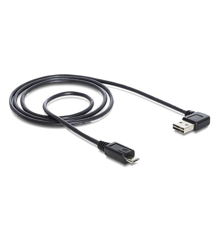 Cablu DeLOCK  USB 2.0-A 90°.Tacul - USB Micro-B (negru, 2 metri, conector EASY-USB)