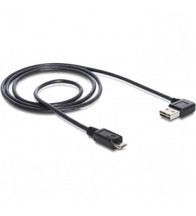 Cablu DeLOCK  USB 2.0-A 90°.Tacul - USB Micro-B (negru, 1 metru, conector EASY-USB)