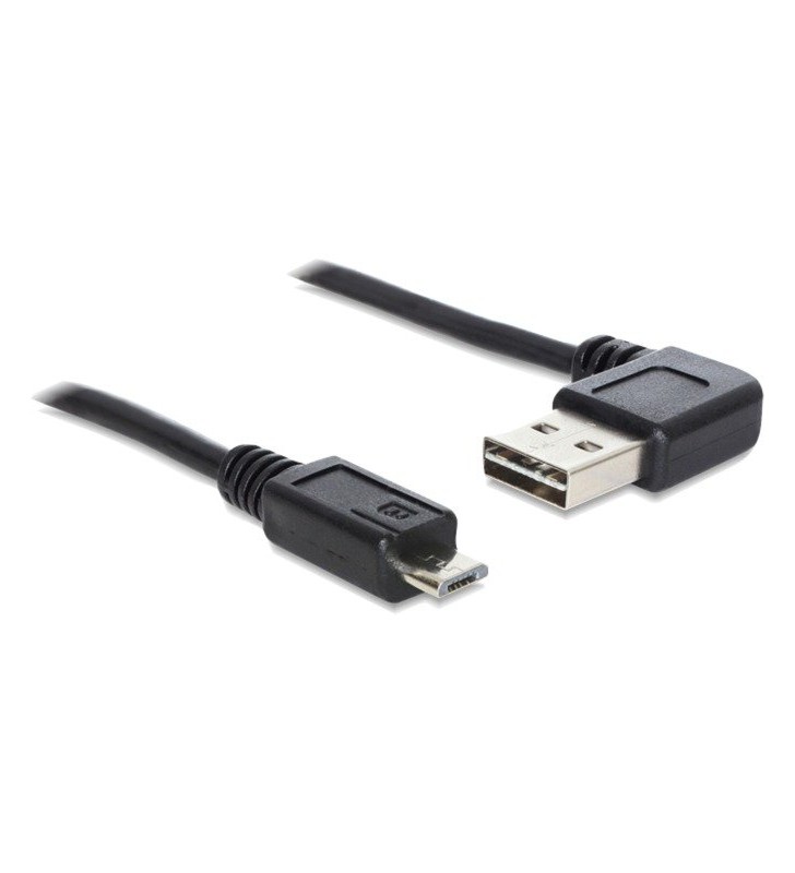 Cablu DeLOCK  USB 2.0-A 90°.Tacul - USB Micro-B (negru, 1 metru, conector EASY-USB)