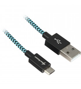 Cablu Sharkoon  USB A 2.0 tată - Micro-USB tată (Alu + Braid) (negru/albastru deschis, 1 metru)