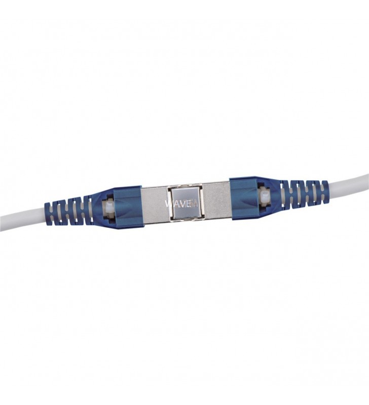 conector cablu goobay fără  scule „subțire” Cat.6a, STP, cuplare (gri/albastru, interior)
