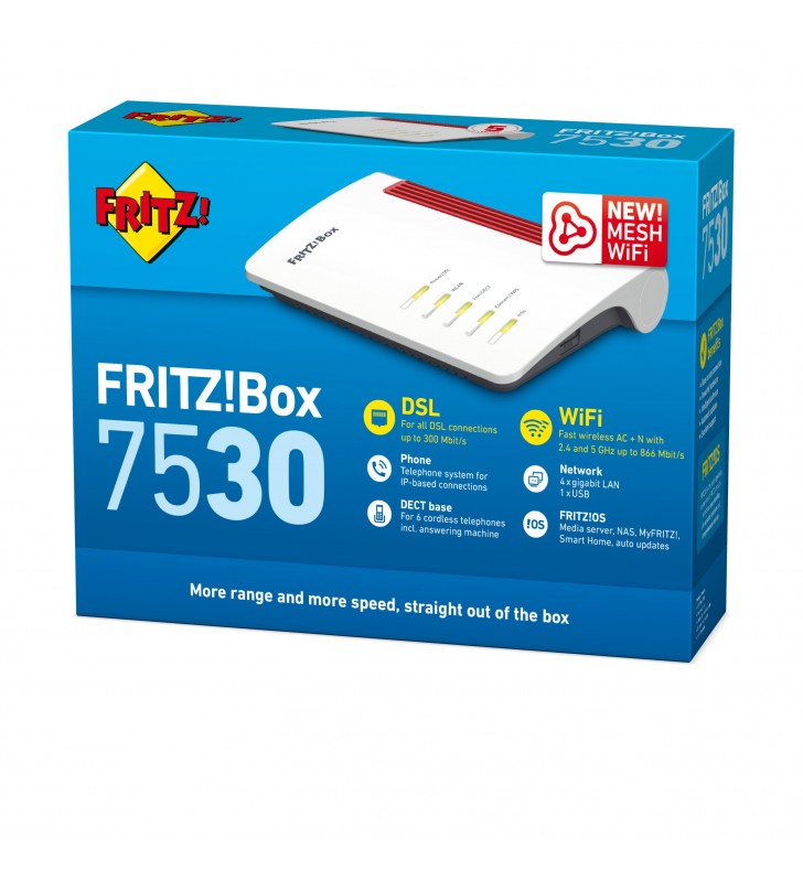 FRITZ!Box Box 7530 router wireless Gigabit Ethernet Bandă dublă (2.4 GHz/ 5 GHz) 5G Alb
