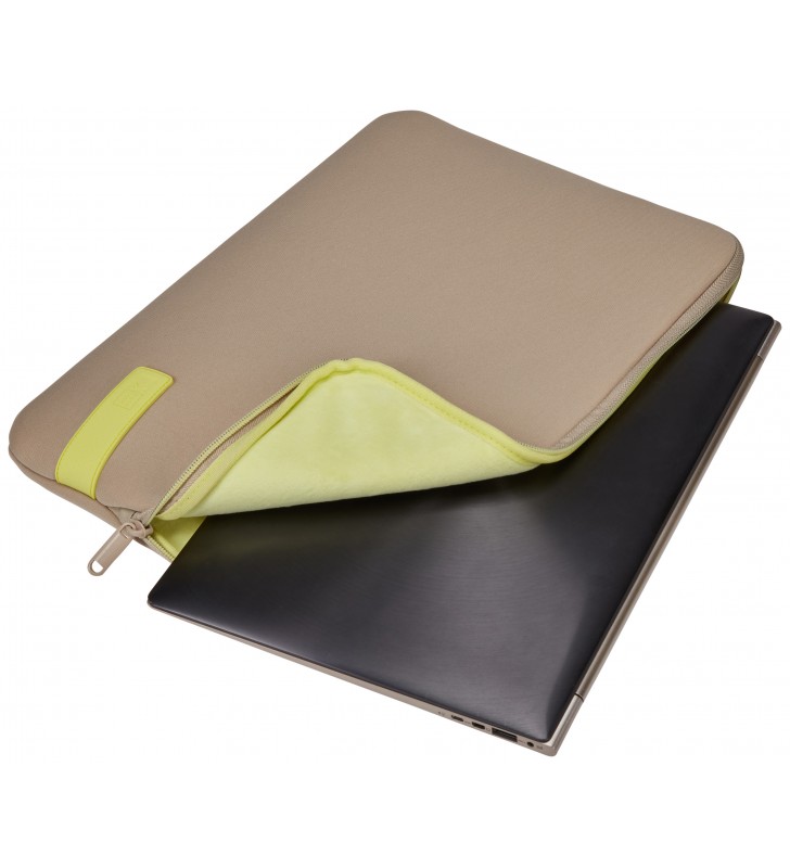 Case Logic Reflect REFPC-114 Plaza Taupe/Sun-Lime genți pentru notebook-uri 35,6 cm (14") Geantă Sleeve Gri închis