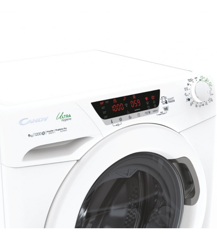 Candy Ultra Hygiene HE 129TXME/1-S mașini de spălat Încărcare frontală 9 kilograme 1200 RPM A Alb