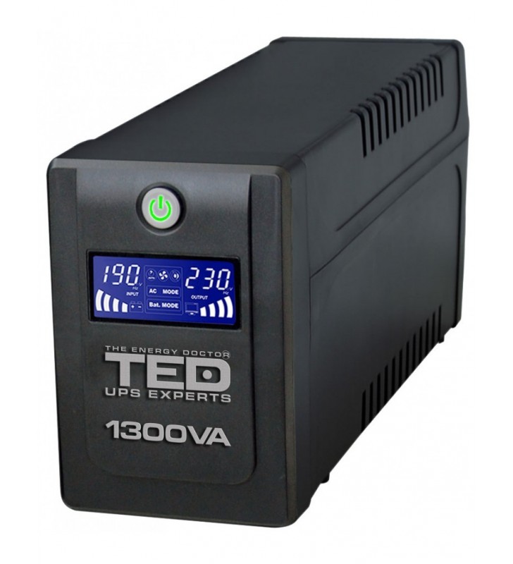 UPS TED Electric 1300VA / 750W Line Interactive cu 4 iesiri schuko si display LCD TED-1300