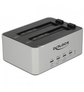 Stație de andocare duală DeLOCK  USB 3.0 (argintiu/negru, SATA, funcție de clonare, USB)