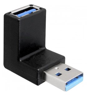 Mufă/priză adaptor DeLOCK USB 3.0 înclinată la 90° (negru)
