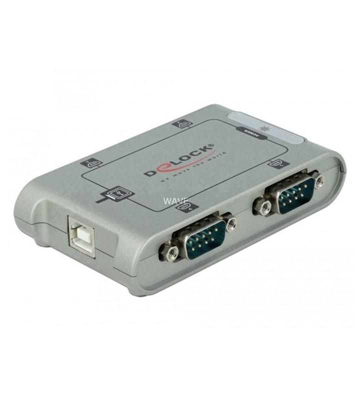 DeLOCK  USB 2.0 - 4x adaptor serial RS-232 (argint)