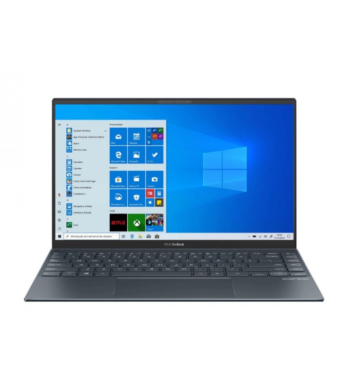 Laptop ultraportabil ASUS ZenBook 14 UM425QA cu procesor AMD Ryzen™ 7 5800H, 14", Full HD, 16GB, 1TB SSD, AMD Radeon™ Vega 7 Graphics, Windows 10 Home, Pine Grey