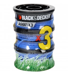 bobină BLACK+DECKER  Reflex+ A6441x3-XJ, linie de cosit (2x 6 metri, pachet de valoare 2+1)