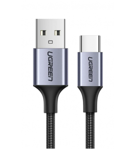 CABLU alimentare si date Ugreen, "US288", Fast Charging Data Cable pt. smartphone, USB la USB Type-C 3A, nickel plating, braided, 3m, gri "60408" (include TV 0.06 lei) - 6957303864089
