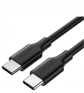 CABLU alimentare si date Ugreen, "US286", Fast Charging Data Cable pt. smartphone, USB Type-C la USB Type-C 60W/3A, nickel plating, PVC, 1m, negru "50997" (include TV 0.06 lei) - 6957303859979