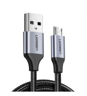 CABLU alimentare si date Ugreen, "US290", Fast Charging Data Cable pt. smartphone, USB la Micro-USB, braided, 0.5m, negru "60145" (include TV 0.06 lei) - 6957303861453