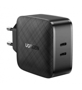 INCARCATOR retea Ugreen, "CD216" Quick Charge 65W, 2 x USB Type-C 5V/3A, negru "70867" (include timbru verde 0.75 lei) - 6957303878673
