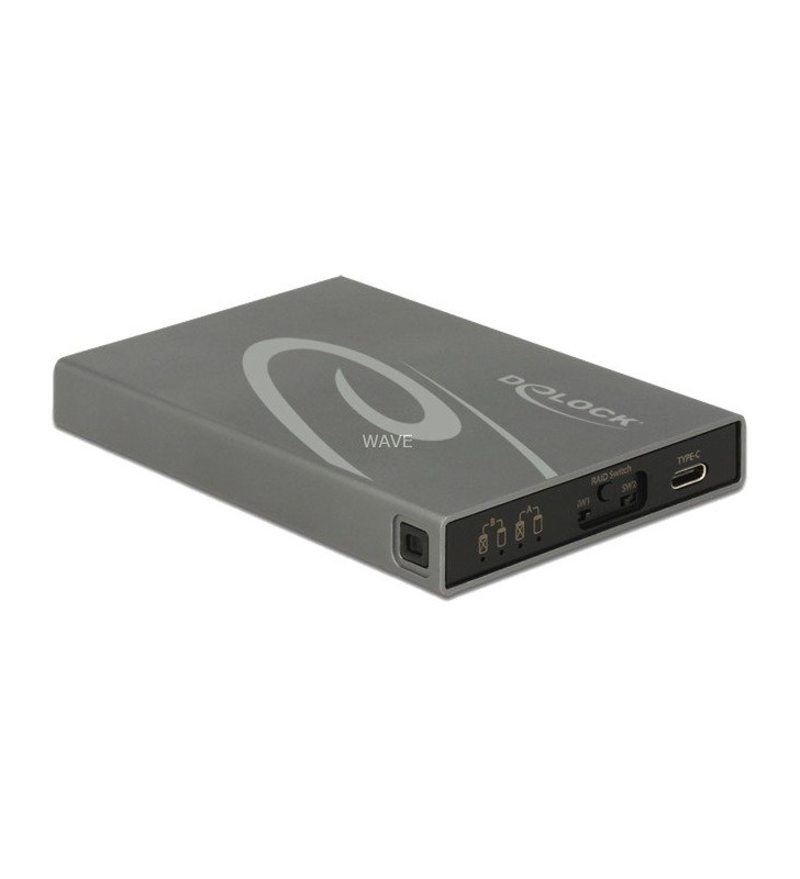 DeLOCK  2x SSD mSATA - Soclu USB 3.1 Gen2 USB Type-C, carcasă unității (gri, cu RAID)