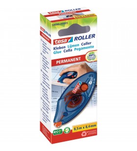 tesa  Glue Roller Rolă permanentă de unică folosință ecoLogo (albastru/transparent, 8,5 metri)