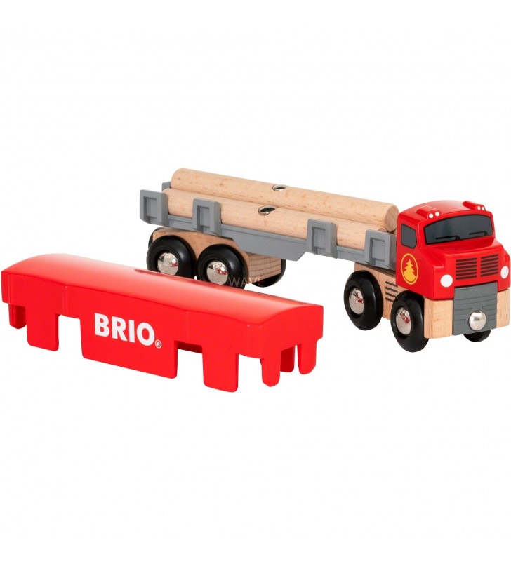 Transportor BRIO  din lemn cu sarcină magnetică, vehicul de jucărie (roșu)