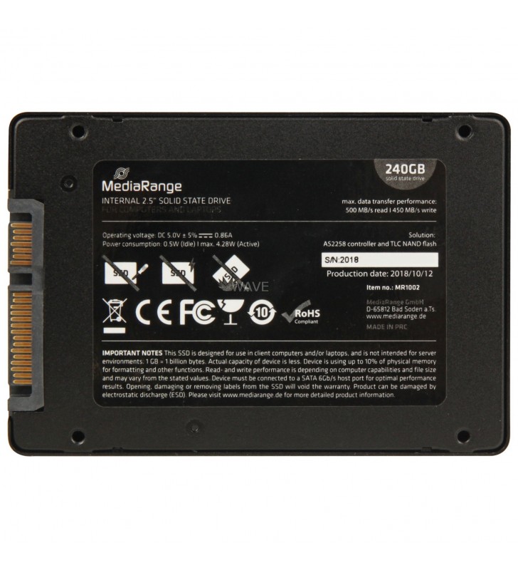 MediaRange  MR1002 240GB, SSD (negru, SATA 6 Gb/s, 2,5")