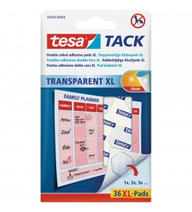 tesa  Tack tampoane adezive transparente, cu două fețe XL, lipici (alb, 36 bucăți)