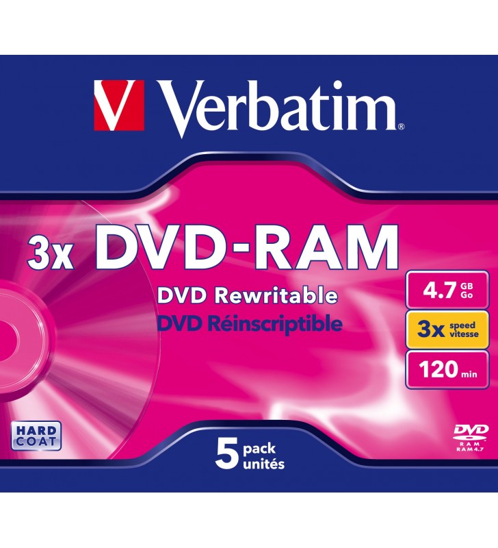Verbatim DVD-RAM 3x 4,7 Giga Bites 5 buc.