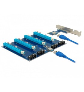 Placă verticală DeLOCK  PCI Express x1 - 4 x PCIe x16, placă verticală (cu cablu USB de 60 cm)