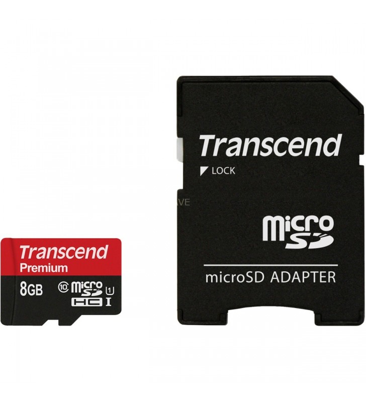 Transcend  microSD 8GB, card de memorie (negru, UHS-I U1, clasa 10)