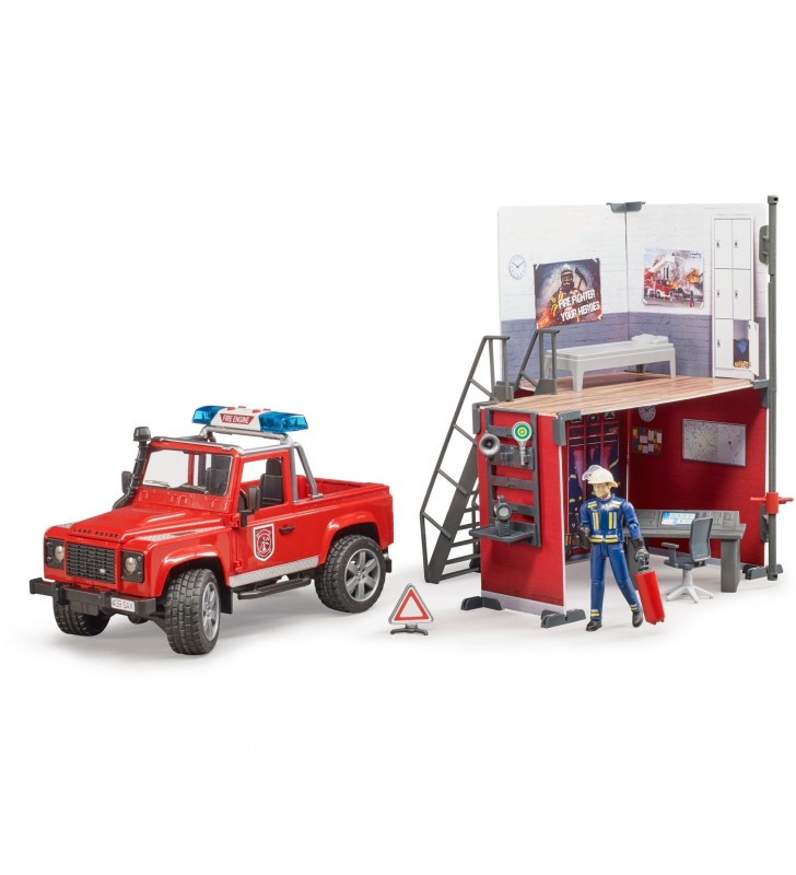 stație de pompieri bruder  bworld cu Land Rover Defender, model de vehicul