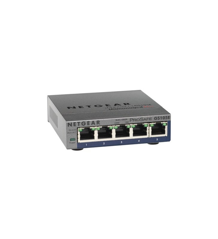 Netgear GS105PE Fara management L2 Gigabit Ethernet (10/100/1000) Gri Power over Ethernet (PoE) Suport