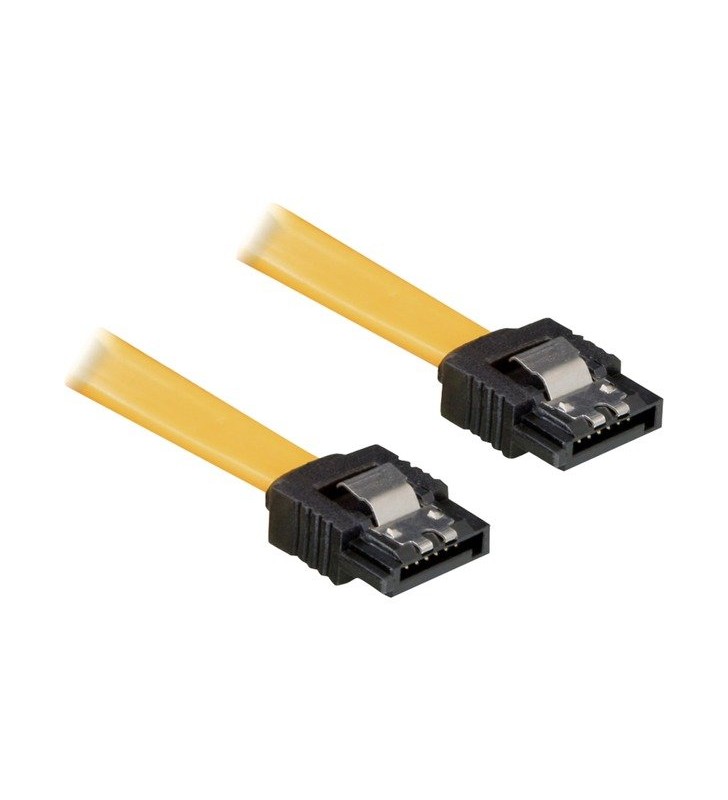 Cablu SATA DeLOCK (galben, 30 cm, inclusiv curea de siguranță)
