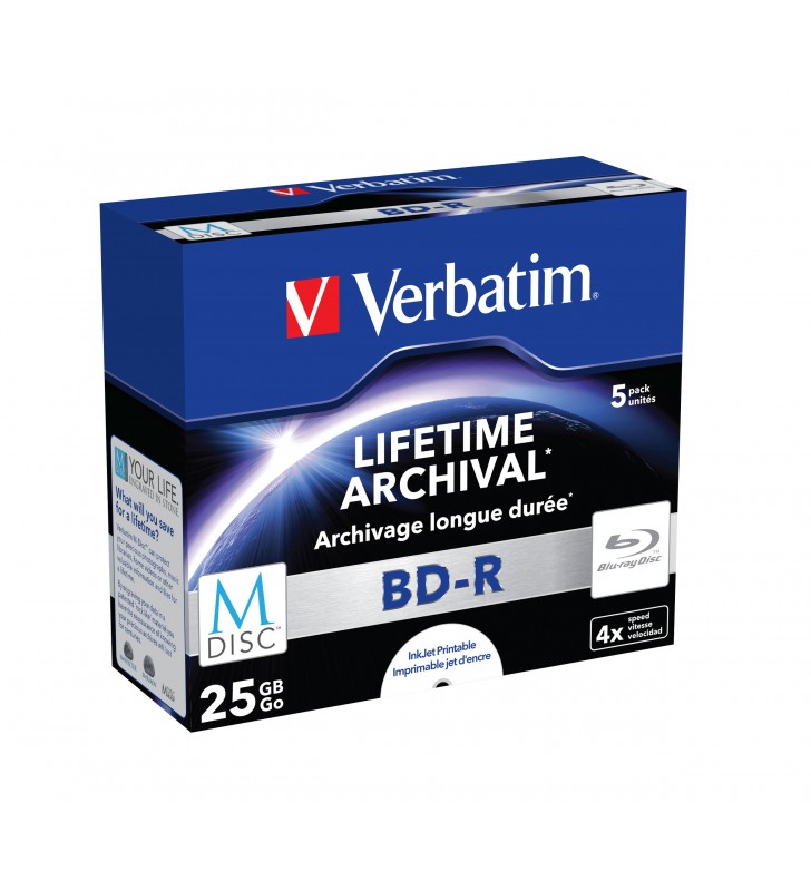 Verbatim M-Disc 4x BD-R 25 Giga Bites 5 buc.