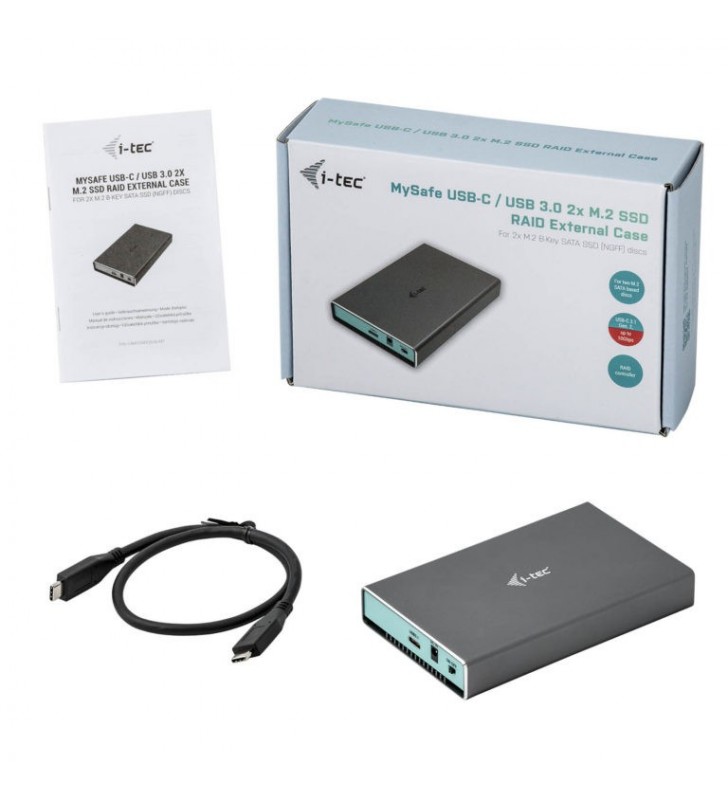 I-TEC USB-C/A 2X M.2 EXT. CASE/SATA DRIVE MET EXT.C.W.RAID 10GB