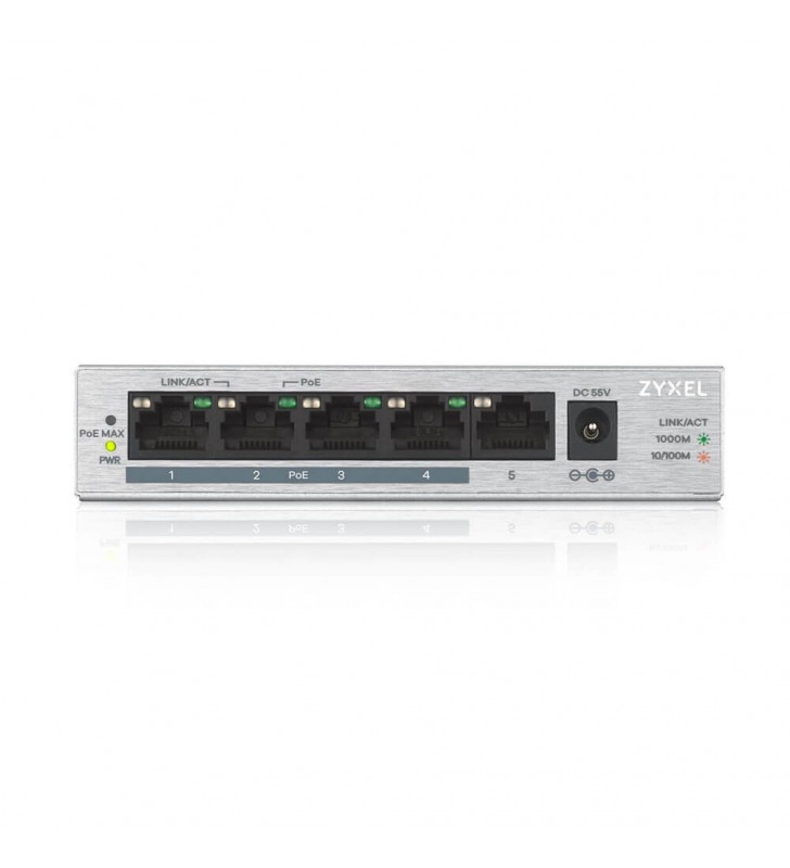 Zyxel GS1005HP Fara management Gigabit Ethernet (10/100/1000) Argint Power over Ethernet (PoE) Suport