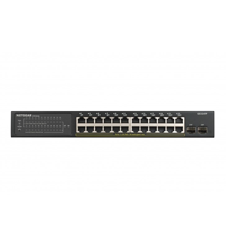Netgear GS324TP Gestionate Gigabit Ethernet (10/100/1000) Negru Power over Ethernet (PoE) Suport