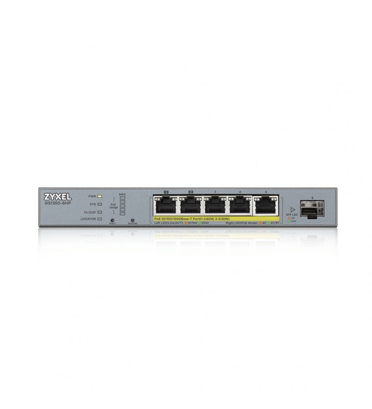 Zyxel GS1350-6HP-EU0101F switch-uri Gestionate L2 Gigabit Ethernet (10/100/1000) Gri Power over Ethernet (PoE) Suport