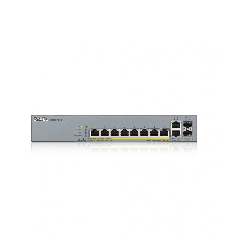 Zyxel GS1350-12HP-EU0101F switch-uri Gestionate L2 Gigabit Ethernet (10/100/1000) Gri Power over Ethernet (PoE) Suport